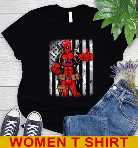 NFL Football New York Giants Deadpool American Flag Shirt Women's T-Shirt