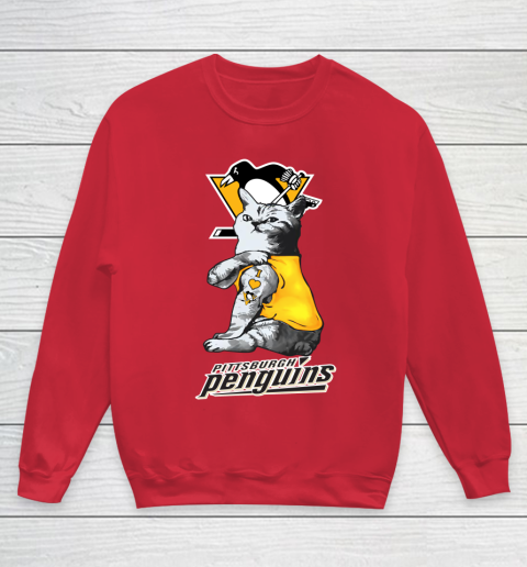 NHL My Cat Loves Pittsburgh Penguins Hockey Youth Sweatshirt 7