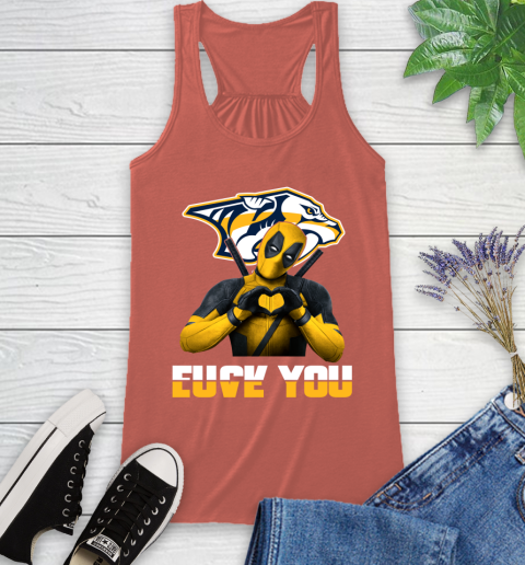 NHL Nashville Predators Deadpool Love You Fuck You Hockey Sports Racerback Tank 3
