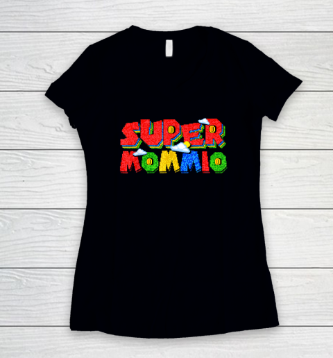 Mother's Day Shirt Gamer Mommio Super Mom Women's V-Neck T-Shirt