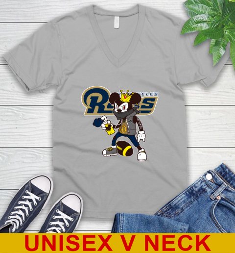 Los Angeles Rams NFL Football Mickey Peace Sign Sports V-Neck T-Shirt 4