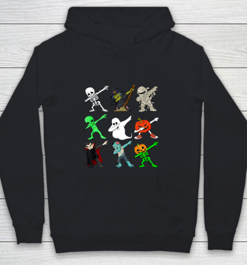 Halloween Dabbing Skeleton Witch And Monsters Boys Girl Kids Youth Hoodie