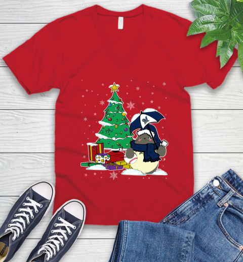 Milwaukee Brewers MLB Baseball Cute Tonari No Totoro Christmas Sports V-Neck T-Shirt 6