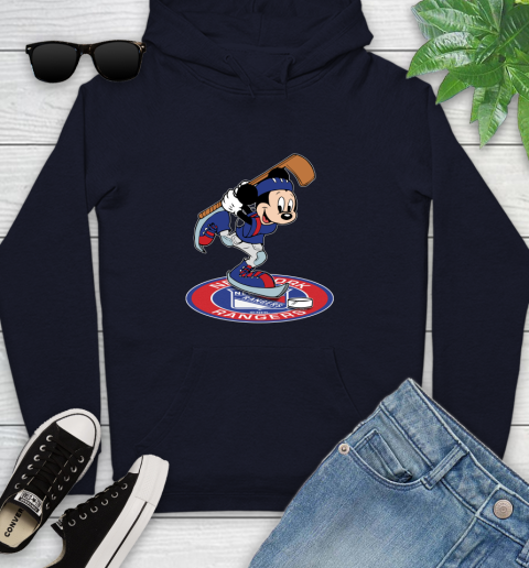 NHL Hockey New York Rangers Cheerful Mickey Disney Shirt Youth Hoodie 4