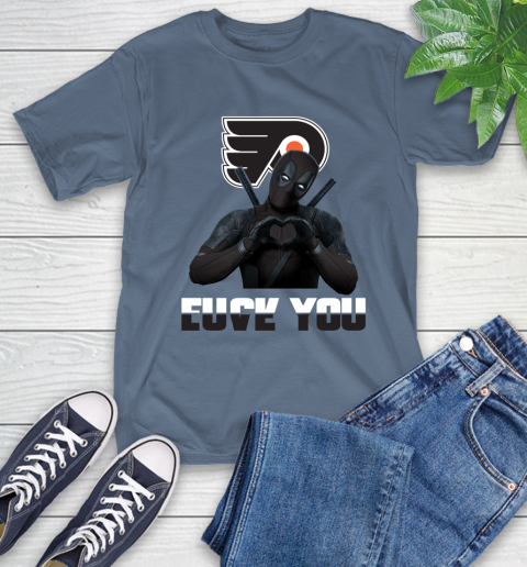 NHL Philadelphia Flyers Deadpool Love You Fuck You Hockey Sports T-Shirt 8