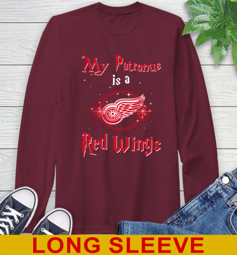 NHL Hockey Harry Potter My Patronus Is A Detroit Red Wings Long Sleeve T-Shirt 7
