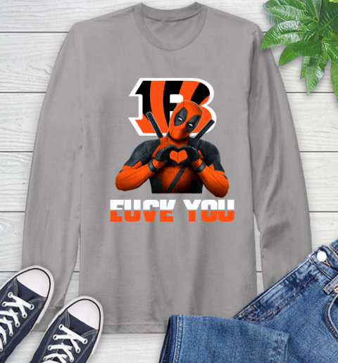 NHL Cincinnati Bengals Deadpool Love You Fuck You Football Sports Long Sleeve T-Shirt 6