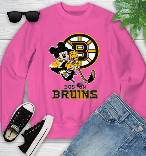 NHL Boston Bruins Mickey Mouse Disney Hockey T Shirt Youth Sweatshirt 7