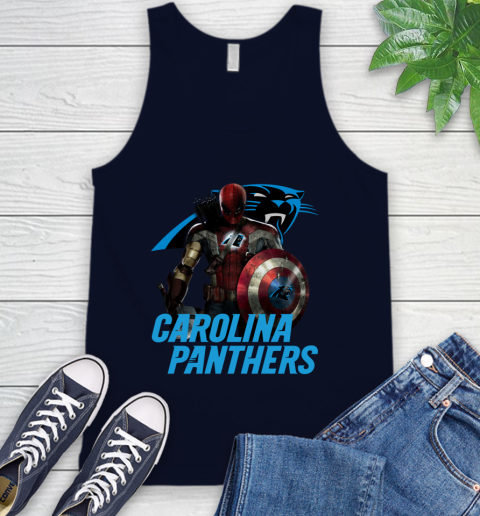 NFL Captain America Thor Spider Man Hawkeye Avengers Endgame Football Carolina Panthers Tank Top 3
