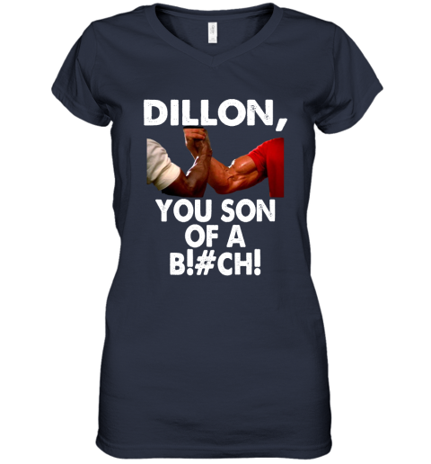 lyn2 dillon you son of a bitch predator epic handshake shirts women v neck t shirt 39 front navy