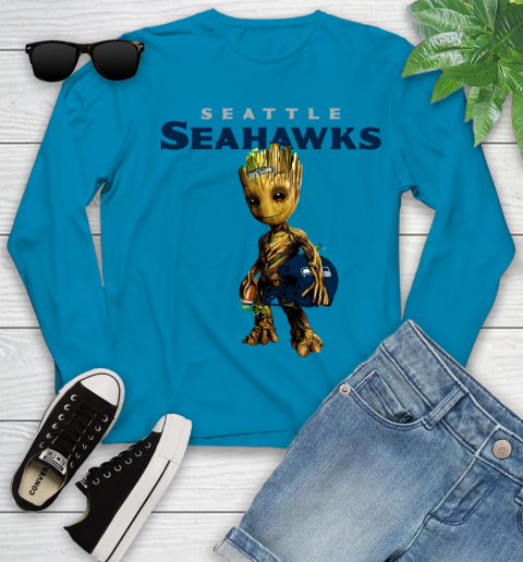 Seattle Seahawks NFL Football Groot Marvel Guardians Of The Galaxy Youth Long Sleeve 7