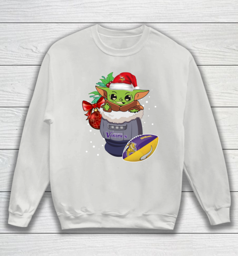 Minnesota Vikings Christmas Baby Yoda Star Wars Funny Happy NFL Sweatshirt 5