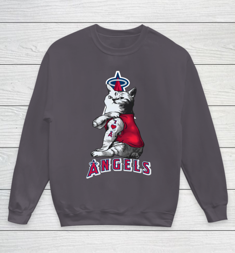 MLB Baseball My Cat Loves Los Angeles Angels Youth Sweatshirt 5