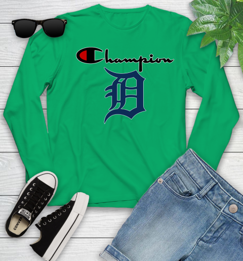 MLB Baseball Detroit Tigers Champion Shirt Youth Long Sleeve 4