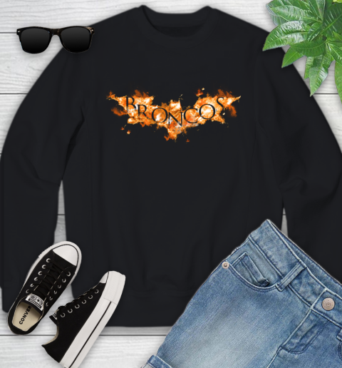NFL Denver Broncos Batman Logo DC Football Sports Shirt Youth Sweatshirt