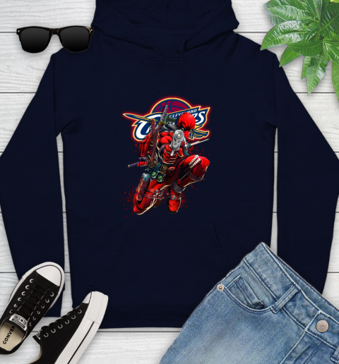 NBA Deadpool Marvel Comics Sports Basketball Cleveland Cavaliers Youth Hoodie 4