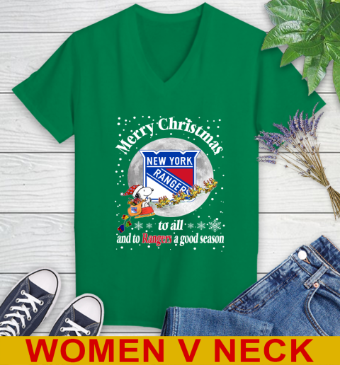 New York Rangers Merry Christmas To All And To Rangers A Good Season NHL Hockey Sports Women's V-Neck T-Shirt 5
