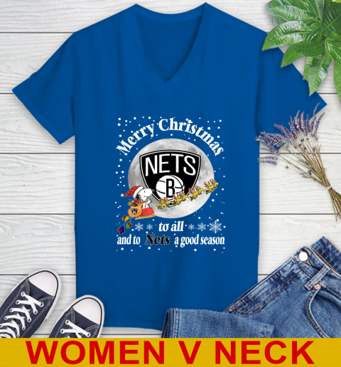 Brooklyn Nets Merry Christmas To All And To Nets A Good Season NBA Basketball Sports Women's V-Neck T-Shirt 9
