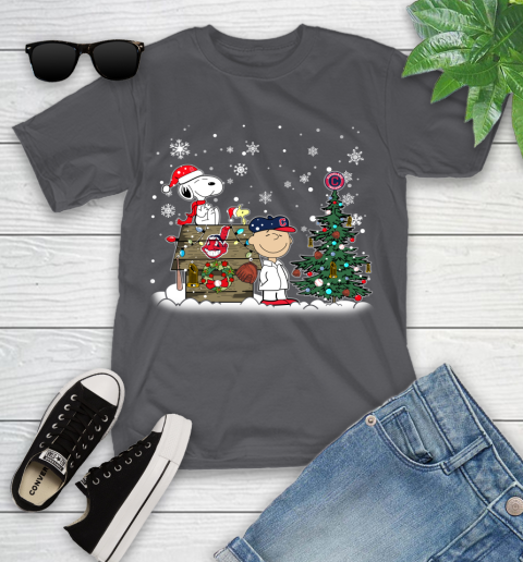 MLB Cleveland Indians Snoopy Charlie Brown Christmas Baseball Commissioner's Trophy Youth T-Shirt 6