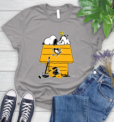 Pittsburgh Penguins NHL Hockey Snoopy Woodstock The Peanuts Movie Women's T-Shirt 5