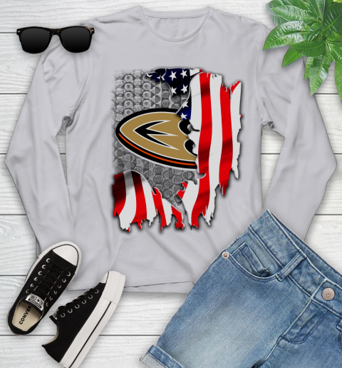 Anaheim Ducks NHL Hockey American Flag Youth Long Sleeve 5