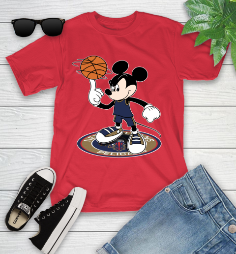 NBA Basketball New Orleans Pelicans Cheerful Mickey Disney Shirt Youth T-Shirt 10