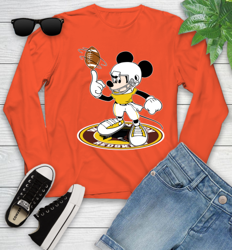 NFL Football Washington Redskins Cheerful Mickey Disney Shirt Youth Long Sleeve 4
