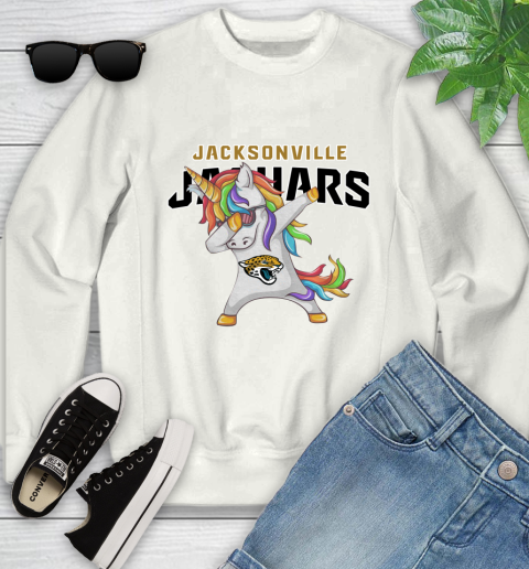Jacksonville Jaguars NFL Football Funny Unicorn Dabbing Sports Youth Sweatshirt