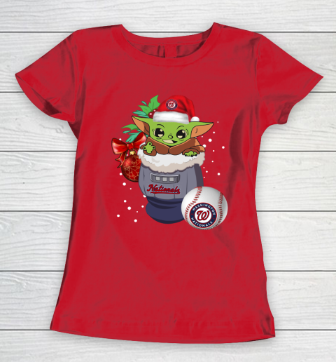 Washington Nationals Christmas Baby Yoda Star Wars Funny Happy MLB Women's T-Shirt 10