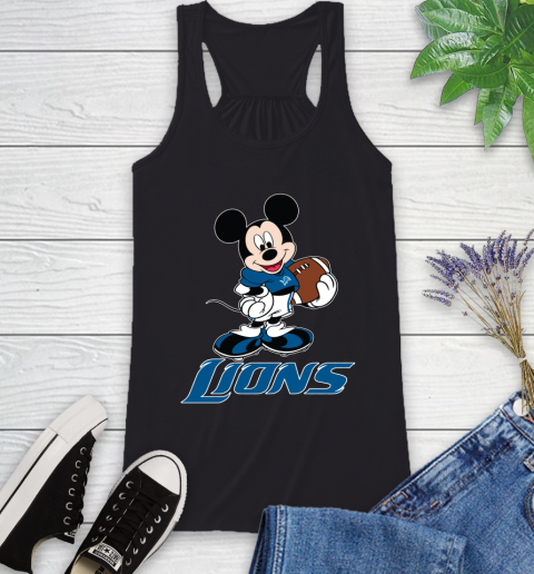 NFL Football Detroit Lions Cheerful Mickey Mouse Shirt Racerback Tank