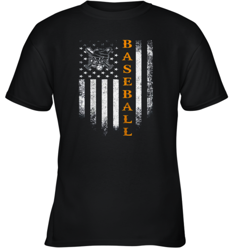 Vintage USA Baseball Distressed American Flag Patriotic Gift Youth T-Shirt