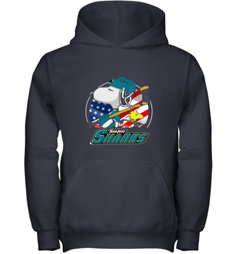 Sanjose Sharks Ice Hockey Snoopy And Woodstock NHL Youth Hoodie
