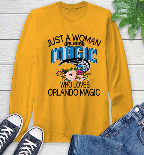 NBA Just A Woman Who Loves Orlando Magic Basketball Sports Long Sleeve T-Shirt 2