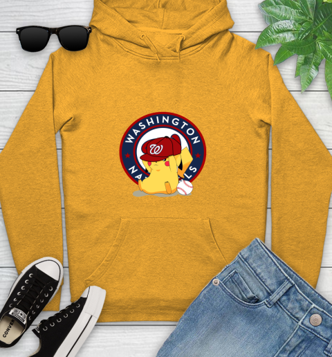 MLB Pikachu Baseball Sports Washington Nationals Youth Hoodie 3