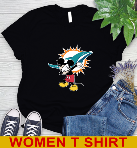 Miami Dolphins NFL Football Dabbing Mickey Disney Sports Women's T-Shirt 2