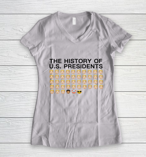 Emojis History of US Presidents Funny Anti Trump Women's V-Neck T-Shirt