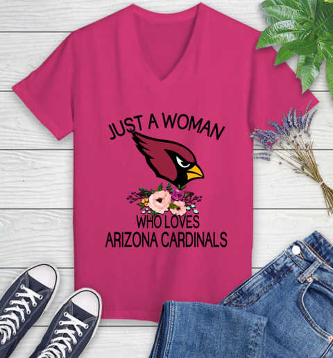 NFL Just A Woman Who Loves Arizona Cardinals Football Sports Women's V-Neck T-Shirt 5