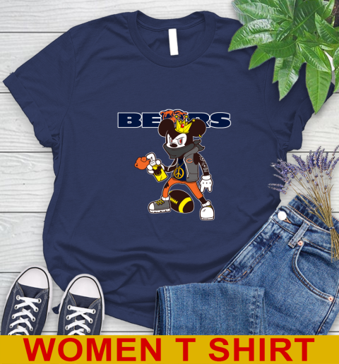Chicago Bears NFL Football Mickey Peace Sign Sports Women's T-Shirt 12