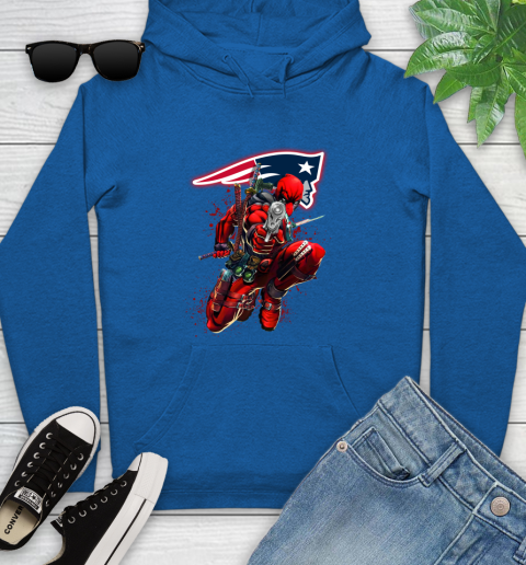NFL Deadpool Marvel Comics Sports Football New England Patriots Youth Hoodie 9
