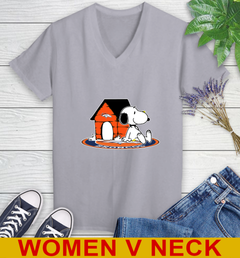 NFL Football Denver Broncos Snoopy The Peanuts Movie Shirt Women's V-Neck T-Shirt 5