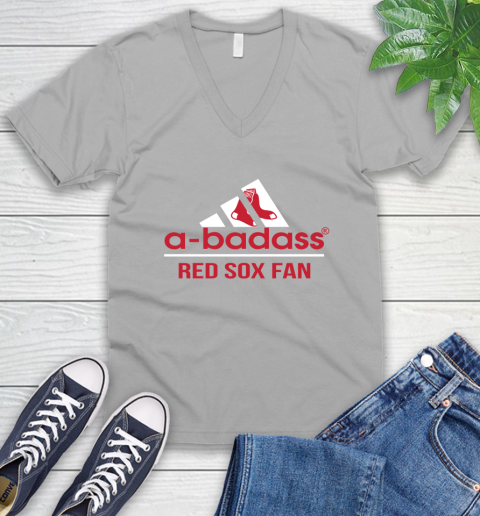 MLB A Badass Boston Red Sox Fan Adidas Baseball Sports V-Neck T-Shirt 3