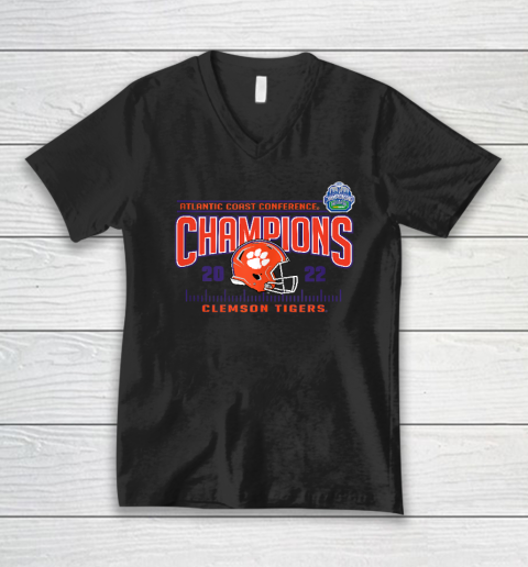 Clemson Tigers ACC Champs 2022 Helmet V-Neck T-Shirt