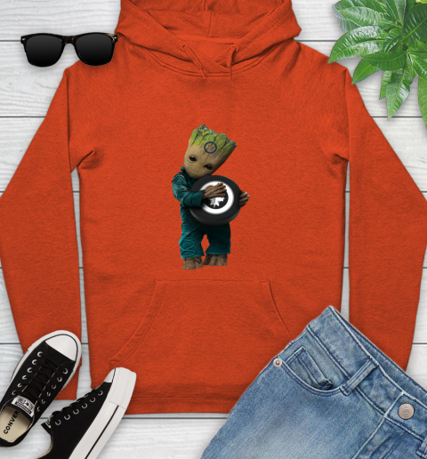 NHL Groot Guardians Of The Galaxy Hockey Sports Winnipeg Jets Youth Hoodie 5