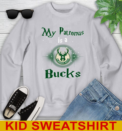 NBA Basketball Harry Potter My Patronus Is A Milwaukee Bucks Youth Sweatshirt 3