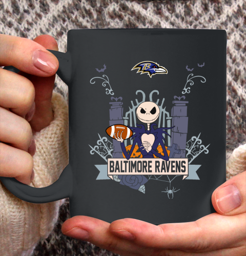 NFL Baltimore Ravens Football Jack Skellington Halloween Ceramic Mug 11oz
