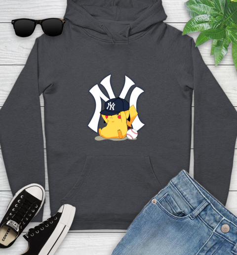 MLB Pikachu Baseball Sports New York Yankees Youth Hoodie 8