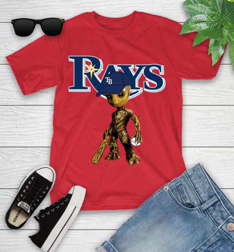 MLB Tampa Bay Rays Groot Guardians Of The Galaxy Baseball Youth T-Shirt 10