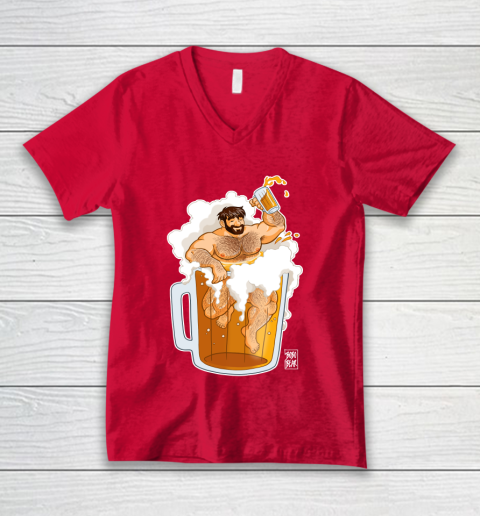 ADAM LIKES A BIG BEER LGBT Gay Pride V-Neck T-Shirt 6