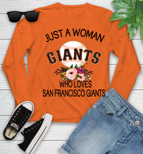 MLB Just A Woman Who Loves San Francisco Giants Baseball Sports Youth Long Sleeve 2