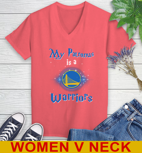 NBA Basketball Harry Potter My Patronus Is A Golden State Warriors Women's V-Neck T-Shirt 6